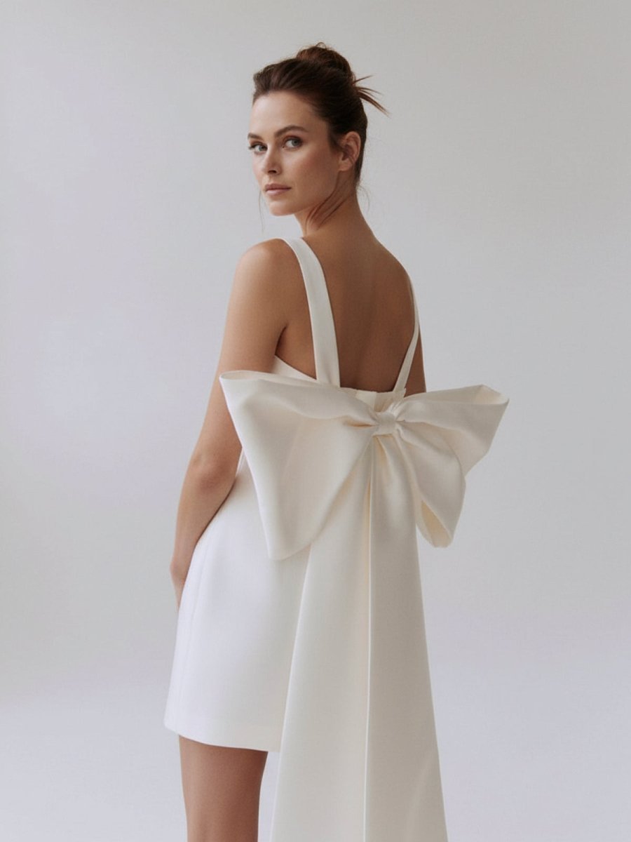Off-Shoulder Satin Wedding Dress - Image 2