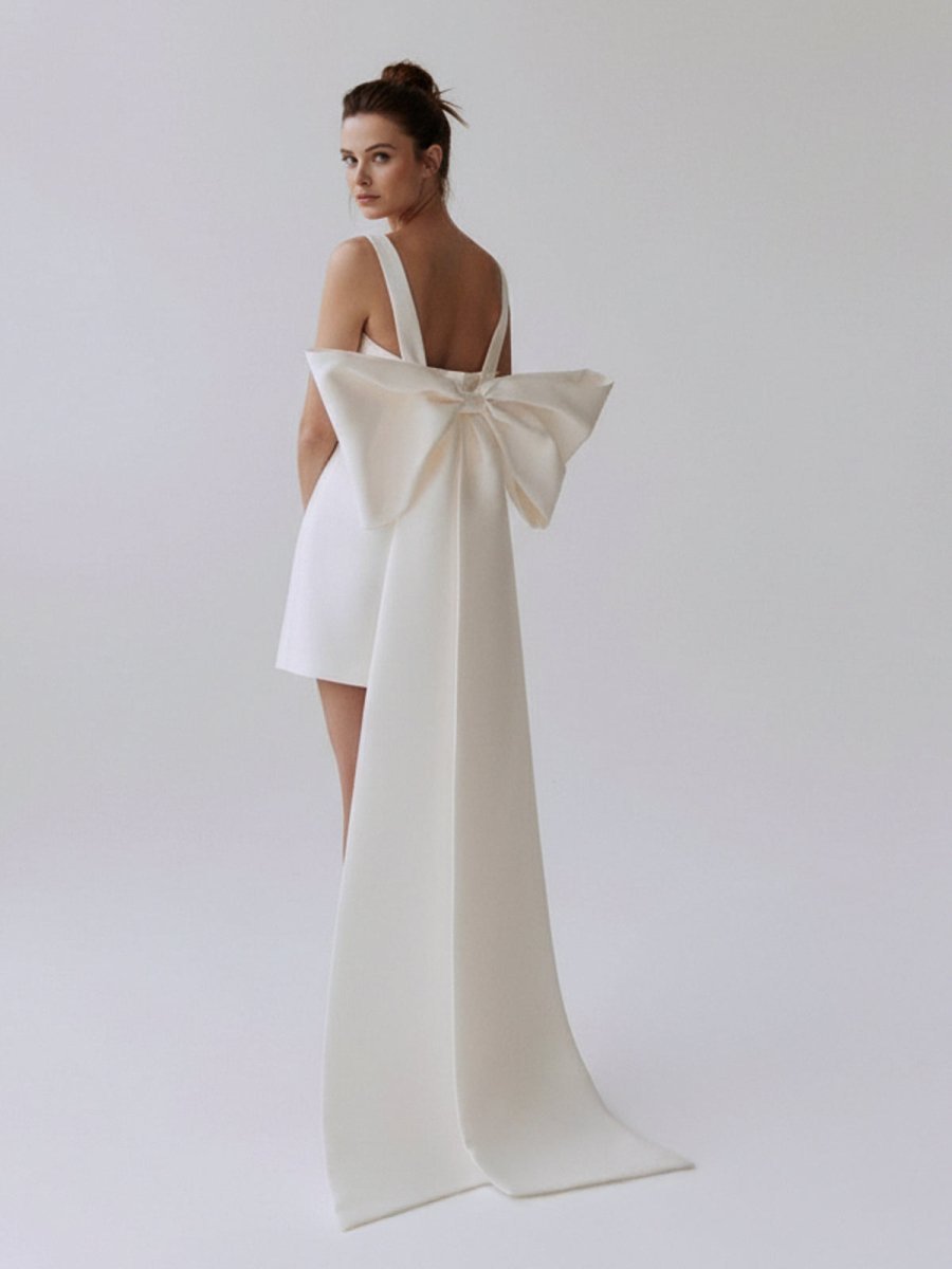 Off-Shoulder Satin Wedding Dress - Image 3