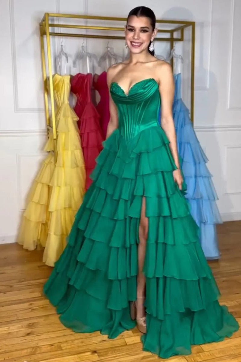 Strapless Chiffon Flowing Prom Dress - Image 26