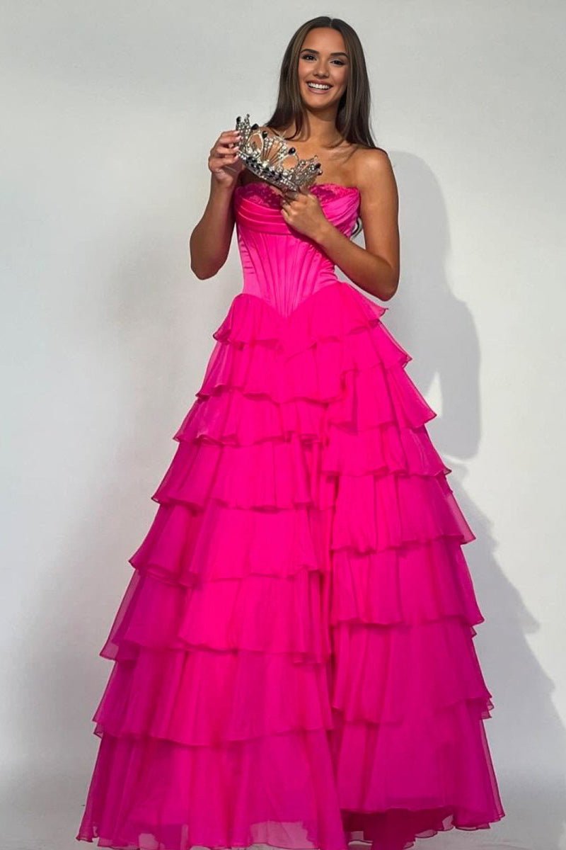Strapless Chiffon Flowing Prom Dress - Image 12