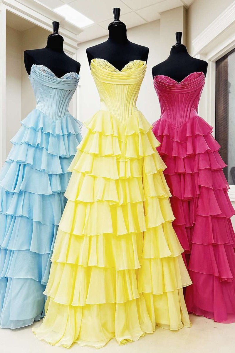Strapless Chiffon Flowing Prom Dress - Image 14