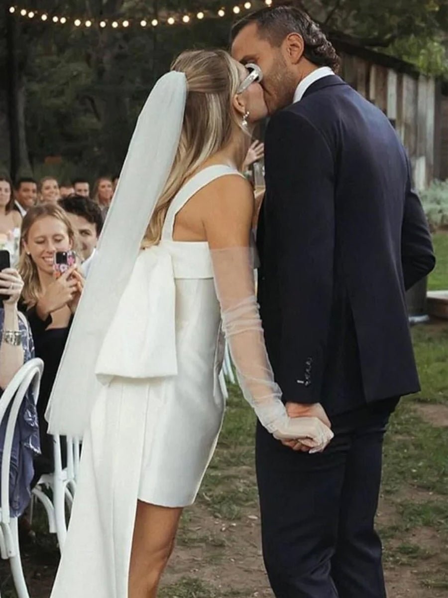 Off-Shoulder Satin Wedding Dress - Image 9