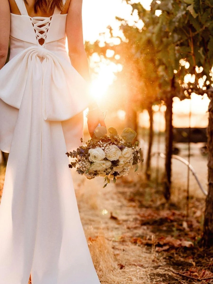 Off-Shoulder Satin Wedding Dress - Image 13